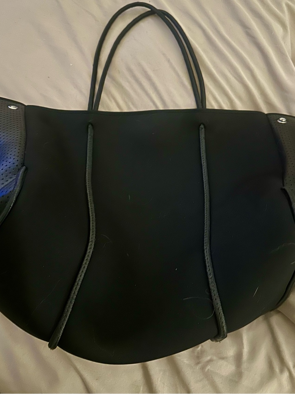Haute Shore Black Women's Neoprene Tote Bag with Double Handles